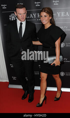 Wayne e Coleen Rooney arriva a Manchester United Old Trafford, per il Manchester United Player of the Year Awards Foto Stock