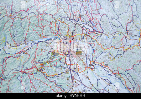 Rete di autobus mappa visualizzata in Maribor, Slovenia Foto Stock