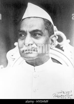 Rajendra Prasad, primo presidente dell'India, Asia, 1952, immagine vecchia annata 1900s Foto Stock