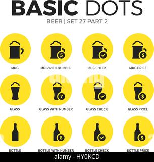 Piatto di birra icone set di vettore Illustrazione Vettoriale