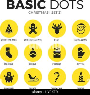 Piatto di Natale icone set di vettore Illustrazione Vettoriale