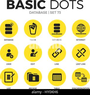 Database icone piatto set di vettore Illustrazione Vettoriale