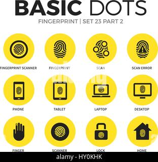Piatto di impronte digitali icone set di vettore Illustrazione Vettoriale
