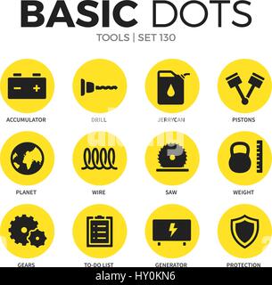 Tools flat icone set di vettore Illustrazione Vettoriale