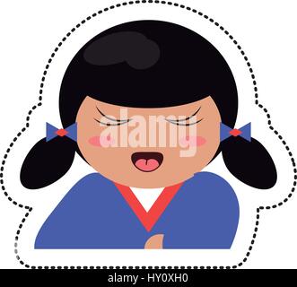 Ritratto kokeshi carattere ragazza Illustrazione Vettoriale