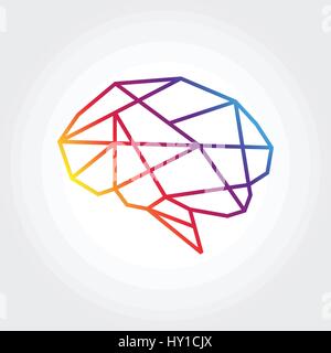 Simbolo del cervello illustrazione, astratto disegno di un poligono Illustrazione Vettoriale