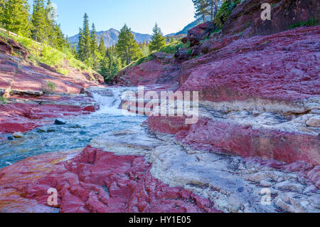 Il Red Rock Canyon, Blakiston Valley, il Parco Nazionale dei laghi di Waterton, Alberta, Canada Foto Stock