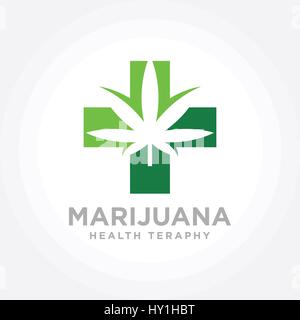 La Cannabis, Marijuana Salute Logo di terapia Illustrazione Vettoriale