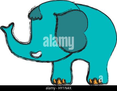 Elephant disegno animato senza volto infantile Illustrazione Vettoriale
