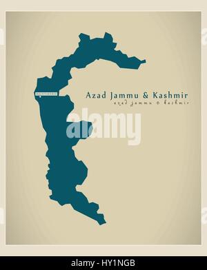 Mappa moderno - Azad Jammu e Kashmir PK Illustrazione Vettoriale