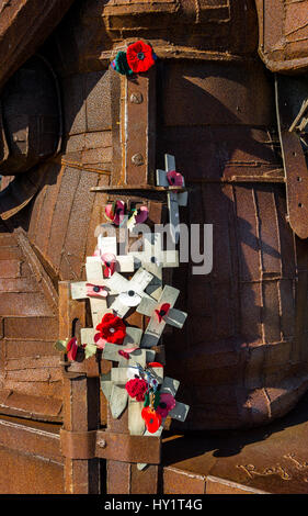 Tommy, l'acciaio prima saldatura world war memorial a Seaham, County Durham, Regno Unito Foto Stock