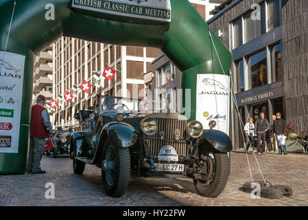 Rolls Royce auto d'epoca all'inizio annuo del British Classic Car Meeting 2014, St.Moritz, Svizzera. Foto Stock