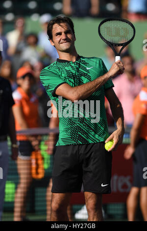 Key Biscayne, FL, Stati Uniti d'America. 30 Mar, 2017. Roger Federer Vs Tomas BERDYCH durante il Miami aperto a Crandon Park Tennis Center su Marzo 30, 2017 in Key Biscayne, Florida. Credito: Mpi04/media/punzone Alamy Live News Foto Stock