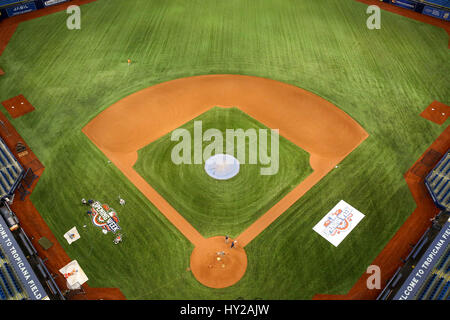 San Pietroburgo, Florida, Stati Uniti d'America. 31 Mar, 2017. Sarà VRAGOVIC | Orari.una vista dall'anello B passerella del nuovo manto erboso a Tropicana in Campo San Pietroburgo, Fla. venerdì 31 marzo, 2017. Credito: Sarà Vragovic/Tampa Bay volte/ZUMA filo/Alamy Live News Foto Stock