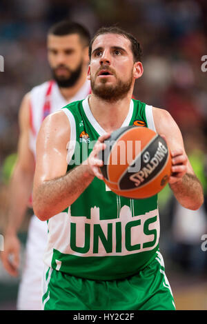 A Belgrado, in Serbia. Il 31 marzo, 2017. Quino Colom, #10 di Unics Kazan in azione durante il 2016/2017 Turkish Airlines Eurolega Regular Season Round 29 gioco tra Crvena Zvezda Belgrado MTS e Unics Kazan all Arena Kombank il 31 marzo 2017 a Belgrado in Serbia. © Nikola Krstic/Alamy Live News Foto Stock