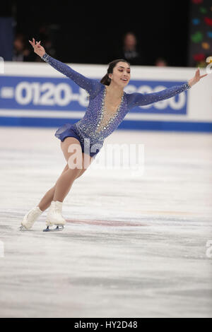 Helsinki. 31 Mar, 2017. Gabrielle Daleman del Canada esegue durante il Signore pattinaggio gratuito a ISU World Figure Skating Championships 2017 a Helsinki in Finlandia il 31 marzo 2017. Daleman ha preso il terzo posto del Signore la figura pattinare con 213.52 punti. Credito: Matti Matikainen/Xinhua/Alamy Live News Foto Stock