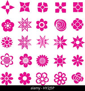 Fiore rosa set di vettore, icona di fiori Illustrazione Vettoriale
