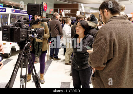 Divieto di viaggio protesta all'Aeroporto Internazionale di Philadelphia Foto Stock