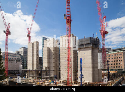Sito in costruzione della banca d'investimento Goldman Sachs nuovo ufficio europeo su Farrington Street, London EC1, visto da HOLBORN VIADUCT Foto Stock