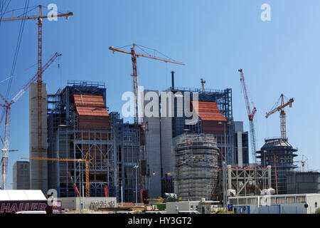 Lavori di costruzione sulla stazione di alimentazione del castello di Moro ad Amburgo, Germania, Europa Bauarbeiten am Kraftwerk Moorburg ad Amburgo, Deutschland, Europa Foto Stock