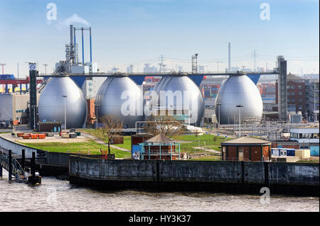 Impianto di depurazione delle acque reflue K?hlbrandh?ft in Steinwerder, Amburgo, Germania, Europa, Kläranlage Köhlbrandhöft in Steinwerder, Deutschland, Europa Foto Stock