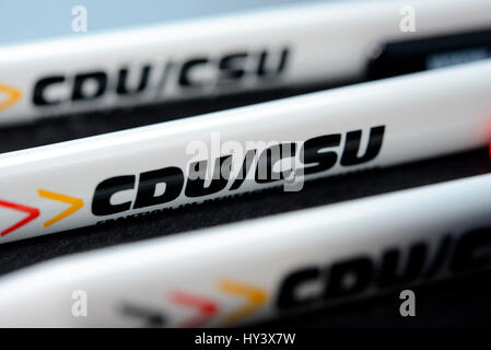 Penna a sfera con il logo della CDU / CSU, Kugelschreiber Logo mit der CDU/CSU Foto Stock