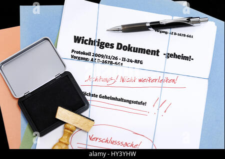 Documento riservato, simbolico foto, Geheimes Dokument, Symbolfoto Foto Stock