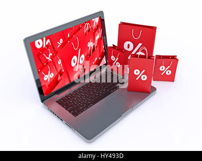 Borse per lo shopping e il computer Foto Stock