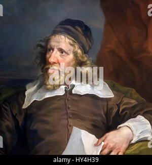Inigo Jones. Ritratto del xvii secolo architetto inglese Inigo Jones (1573-1652) da William Hogarth, olio su tela, 1757-58. Dettaglio di un dipinto di grandi dimensioni, HY4H3C. Foto Stock
