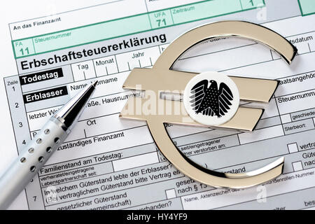 La tassa di successione di ritorno, la tassa di successione, Erbschaftsteuererklaerung, Erbschaftsteuer Foto Stock