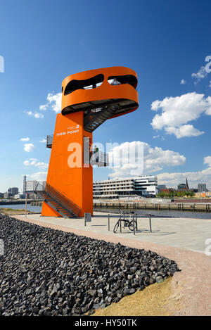 Torre di osservazione View Point in Baakenhafen nella città portuale di Amburgo, Germania, Europa Aussichtsturm punto di vista am Baakenhafen in der Hafenc Foto Stock