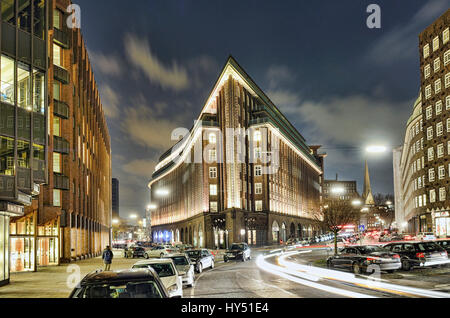 Il Cile casa in ufficio casa quarto nel centro storico della città di Amburgo, Germania, Europa Chilehaus Kontorhausviertel im in der Altstadt von Hamburg, Deuts Foto Stock