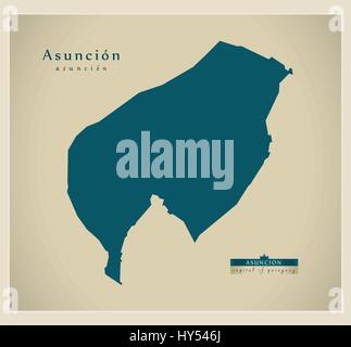 Mappa moderno - Asuncion PY Illustrazione Vettoriale