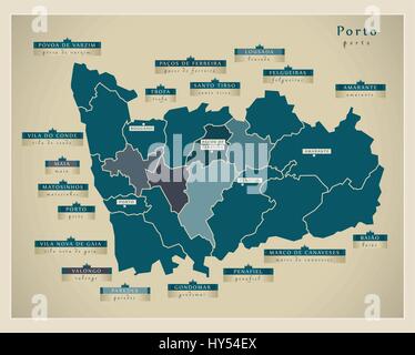 Mappa moderno - Porto PT Illustrazione Vettoriale