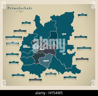 Mappa moderno - Priwolschski RU Illustrazione Vettoriale