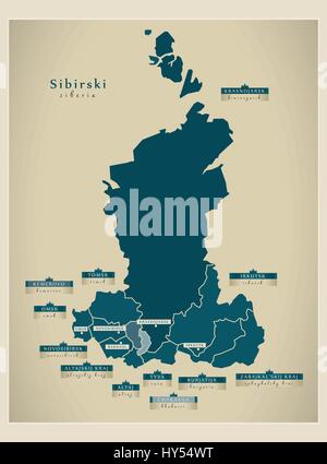 Mappa moderno - Sibirski RU Illustrazione Vettoriale