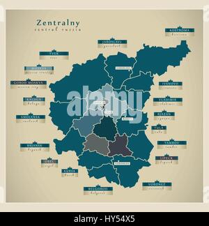 Mappa moderno - Zentralny RU Illustrazione Vettoriale