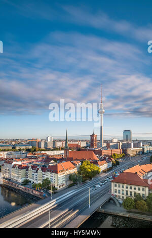 Vista sul quartiere Nikolai, Alexanderplatz Berlin-Mitte, Berlino, Germania Foto Stock