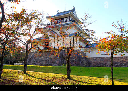 La forma del castello Nagaoka città museo locale Parco Yukyuzan Niigata Giappone Foto Stock