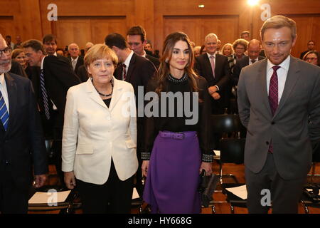 Berlino, Germania, Septmeber 17th, 2015: la Regina Rania di Giordania riceve il premio Walther-Rathenau. Foto Stock