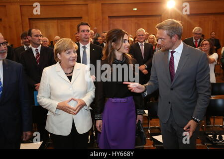 Berlino, Germania, Septmeber 17th, 2015: la Regina Rania di Giordania riceve il premio Walther-Rathenau. Foto Stock