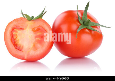 Pomodori a fette di pomodoro isolato vegetali su sfondo bianco Foto Stock