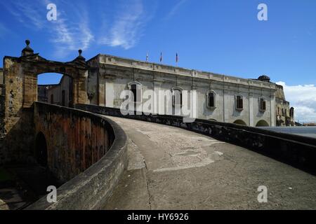 Cancello di ingresso al Castillo de San Cristobal, Puerto Rico Foto Stock