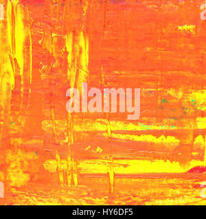 Olio arancione dipinto texture con tratti di pennello. Sfondo astratto Foto Stock
