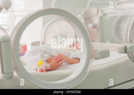 Neonato in ospedale. Foto Stock