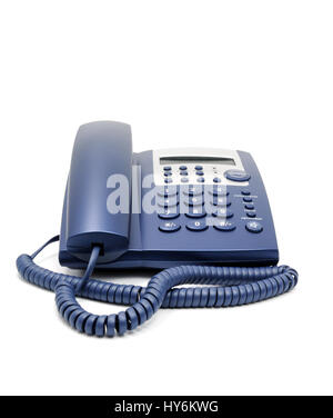 Raccolta di telefono - blu moderno ufficio business telefono isolato su sfondo bianco. Foto Stock