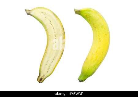 Fetta banana isolato su bianco Foto Stock