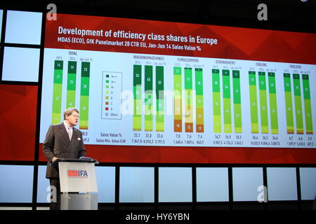 Berlino, Germania, Settembre 2nd, 2015: conferenza stampa di apertura su IFA Consumer Electronics illimitato. Foto Stock