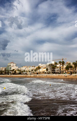 Sitges, resort costiero città sul mare mediterraneo in Catalogna, Spagna Foto Stock