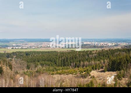 Vista della città di Trebic nella Repubblica Ceca. UNESCO, il vecchio quartiere ebraico Foto Stock